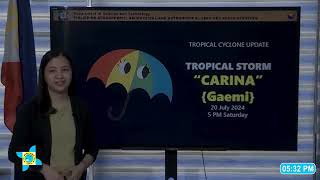 WATCH Update on Tropical Storm CarinaPH 5PM [upl. by Meriel]