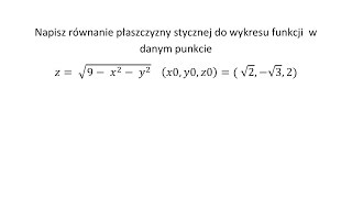 Płaszczyzna styczna do wykresu funkcji w punkcie [upl. by Ycrep304]