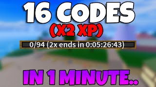 All 16 DOUBLE XP CODES In 1 Minute Blox Fruits [upl. by Annayk280]