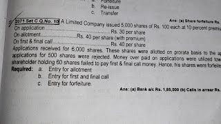 Class 12 Share Allotment first amp final call amp Forfeiture  2071 Set C Old is Gold 2081 [upl. by Naasah]