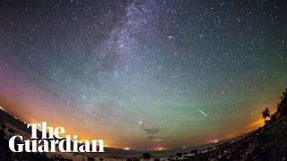 Meteor showers and northern lights captured in timelapse footage across the world [upl. by Etteraj]