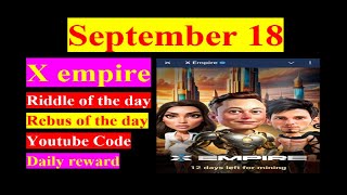 riddle of the day and rebus of the day and youtube code x empire answer key september 18 [upl. by Harbed58]