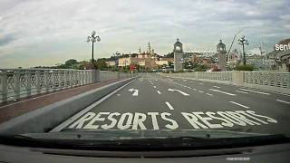 Driving into Resort World Sentosa  Universal Studios Singapore [upl. by Aerdnua]