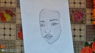 How to draw a Girl with Face Sketching Drawing  Sketch Drawing  Girl Drawing [upl. by Aisa636]