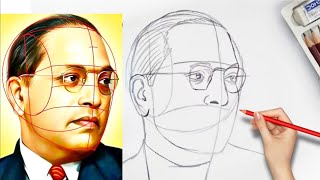 How to draw Dr Babasaheb Ambedkar Drawing  Loomis head Method drawing  Ambedkar Drawing [upl. by Arlie367]