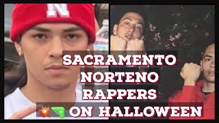 SACRAMENTO GANG WARSTWO SACRAMENTO NORTENO RAPPERS💥🔫 AT A HALLOWEEN PARTY😳👀🫢 [upl. by Ntsud479]