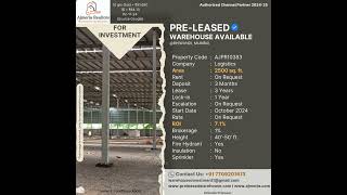 2500SQ FT PRELEASED WAREHOUSE AVAILABLE FOR INVESTMENT IN BHIWANDI SUITABLE FOR FACTORY OWNER [upl. by Cy215]