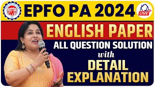 EPFO PA 2024  ENGLISH PAPER  ALL QUESTION SOLUTION WITH DETAIL EXPLANATION  By NEETU MAM [upl. by Sorel]