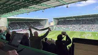 Hibs fans sing SUNSHINE ON LEITH after Hearts derby triumph [upl. by Aredna]