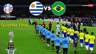 Uruguay vs Brazil  Copa America 2024 Quarter Final  Full Match All Goals  Realistic PES Gameplay [upl. by Annahpos]