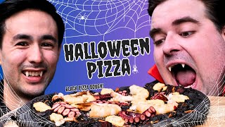 We Made A Spooky Halloween Pizza Arroz Negro Pizza [upl. by Adnil]