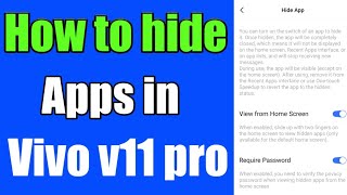 How to hide apps in vivo v11 pro  vivo v11 pro me apps kese hide kare [upl. by Laven94]