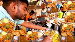 Puneri Rush for Morning Breakfast Puri Bhaji Vegg Pulao Misal Pav Poha amp Dosa  Pune Street Food [upl. by Joeann]