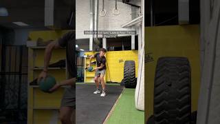 Medicine Ball Split “Lateral Pass” Throw Reactive power plyometrics throw rugby [upl. by Dyana]