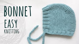 HOW TO KNIT SUPER EASY BONNET  Lanas y Ovillos in English [upl. by Georgine311]