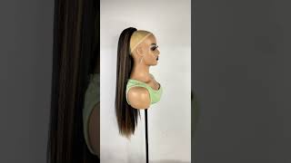 Kinky Straight Drawstring Ponytail 30inch Long Brown Highlight Ponytail Extension [upl. by Branch691]