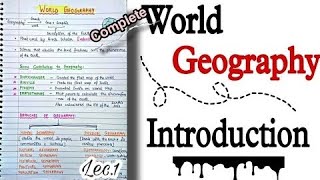 World Geography Introduction  Handwritten Notes  Lec1  An Aspirant [upl. by Nylac522]