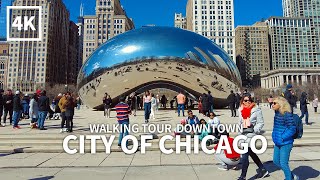 4K CHICAGO  Walking Tour Downtown Adams Street Michigan Avenue amp Millennium Park Cloud Gate [upl. by Ahtenek]