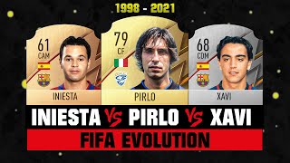 Xavi VS Iniesta VS Pirlo FIFA EVOLUTION 😱🔥 FIFA 98  FIFA 21 [upl. by Firman]