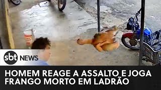 Homem reage a assalto e atira frango morto em ladrão no Ceará [upl. by Raine]