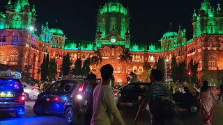 Night Life of Mumbai CSMT Station  Mumbai CST Night Life  South Old Mumbai Beautiful Video [upl. by Naima554]