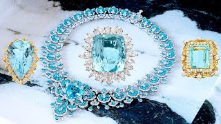 HIGH JEWELRY WATER BLUE AQUAMARINE amp DIAMONDS COLLECTION 💍 BELLE PIERRE AIGUE MARINE amp DIAMANTS 💍 [upl. by Gower382]