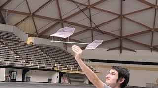 Indoor hand launched glider world record flight in a dust devil [upl. by Etom844]