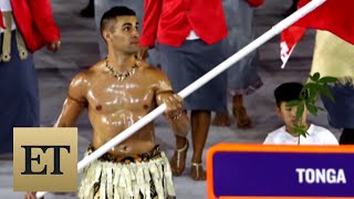 The Internet Loves Tongas Shirtless Flag Bearer From the Olympics Opening Ceremony [upl. by Ocirderf]