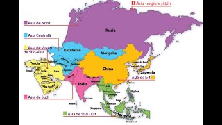 Asia  Harta Politică  lecție de geografie  geografia continentelor [upl. by Anilrats]