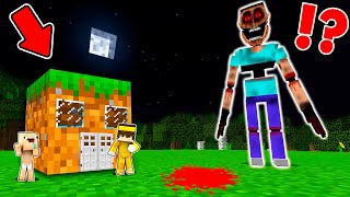 Casa en 1 BLOQUE para ESCAPAR de MIMICER en Minecraft 😱  2 Noobs vs Mimicer Malvado [upl. by Cyrano]