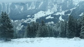 Cogwheel Train Ride in Winter Mürren Switzerland 🇨🇭 [upl. by Cyril]