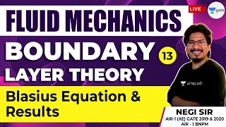 Blasius Equation amp Results  Lec 13  Boundary Layer Theory Fluid Mechanics GATE 2021 Exam [upl. by Nojid]