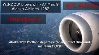 Window door plug blows off 737 Max 9 aircraft Alaska Airlines flight 1282 Pilot Audio ATC [upl. by Inoek]