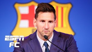 Lionel Messi CONFIRMS a transfer to PSG is a ‘possibility’ in Barcelona press conference  ESPN FC [upl. by Suhpoelc]