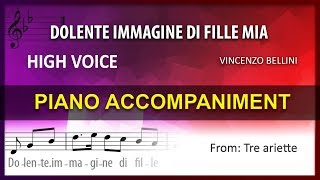 Dolente immagine di Fille mia Karaoke Vincenzo Bellini High voice [upl. by Pearman]