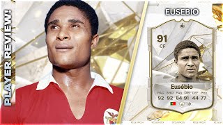 THE GOAL MACHINE ICON 91 RATED EUSEBIO PLAYER REVIEW  EA FC24 ULTIMATE TEAM [upl. by Htrag]