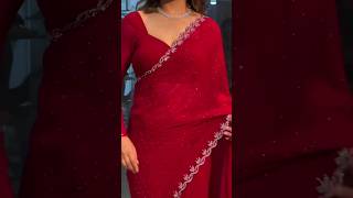 Red colour sareeBeautiful saree designCut Dana design viralvideo Fashion way [upl. by Kurtz]