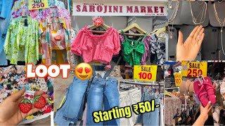 Sarojini Nagar Market Delhi  latest summer collection with shop no starting ₹50 😍 [upl. by Minnnie681]