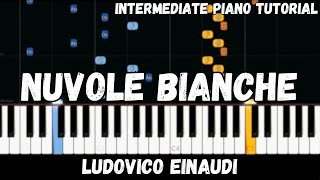 Ludovico Einaudi  Nuvole Bianche Intermediate Piano Tutorial [upl. by Lyell671]