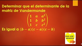 DETERMINANTE DE MATRIZ DE VANDERMONDE DE DIMENSION 3X3 [upl. by Najar]