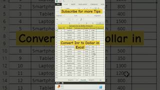 Easily Convert INR to DOLLAR in EXCEL exceltutorial exceltech microsoftexcel [upl. by Adnic896]