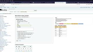 How to add closed datesholidays to your Calendar in Koha [upl. by Avery91]