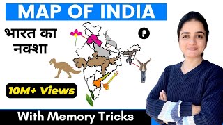 MAP OF INDIA भारत का नक्शा   India Map 2023  Indian Geography by Richa Maam [upl. by Agretha]