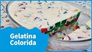 Como Fazer Gelatina Colorida  Mosaico  Sobremesa Fácil e Divertida [upl. by Mcafee]