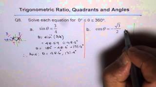 Solve Trigonometric Equation With Special Triangles Q8 [upl. by Blakeley]