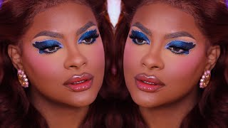 Editorial Blue Butterfly Soft Glam Makeup Tutorial [upl. by Tnomal]