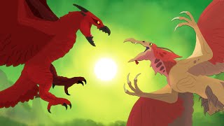 Rodan vs Quetzalcoatl  Monster Fights  DinoMania  Godzilla cartoons [upl. by Leler]