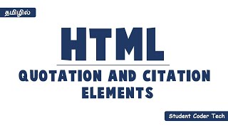 HTML Quotation and Citation Elements in Tamil  07 [upl. by Adialeda]