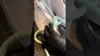 Dyed Rope Lace Custom Air Force 1 Sneakers “Arctic Blue”  Step by step tutorial SATISFYING 🧵💙 [upl. by Sabir336]