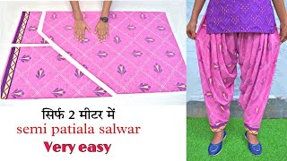 Only 2 Cut ll Semi patiala salwar cutting and stitching For beginners ll [upl. by Jairia]